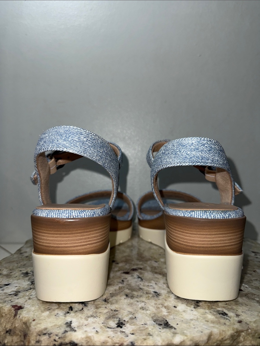 SOUL Naturalizer Graciela Wedge Heel Sandal Light Blue Denim Platform Sz 9 - Picture 8 of 14